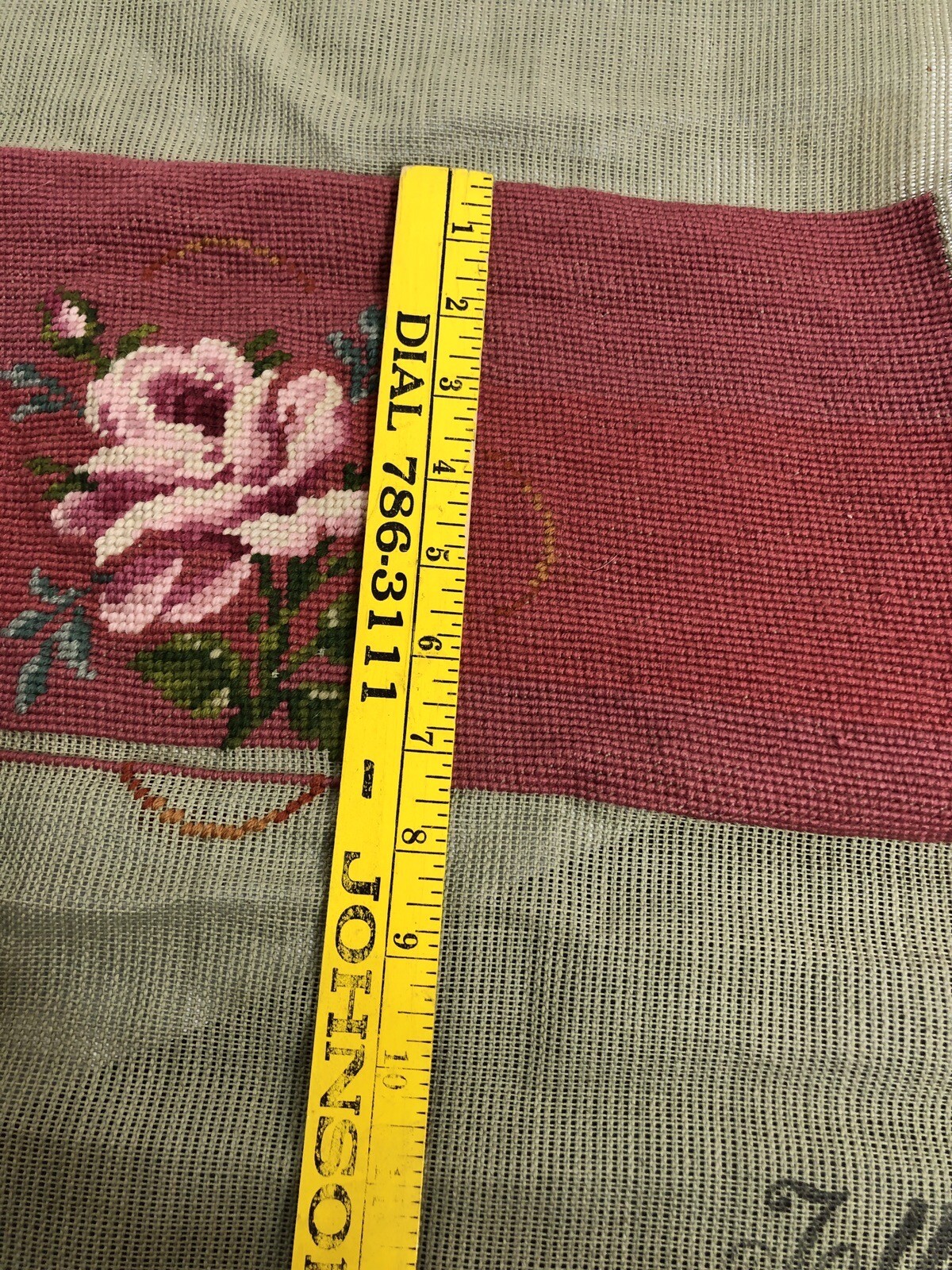 Vintage Jolles Austria Needlepoint Tapestry Pink Red Rose Unfinished Needlework