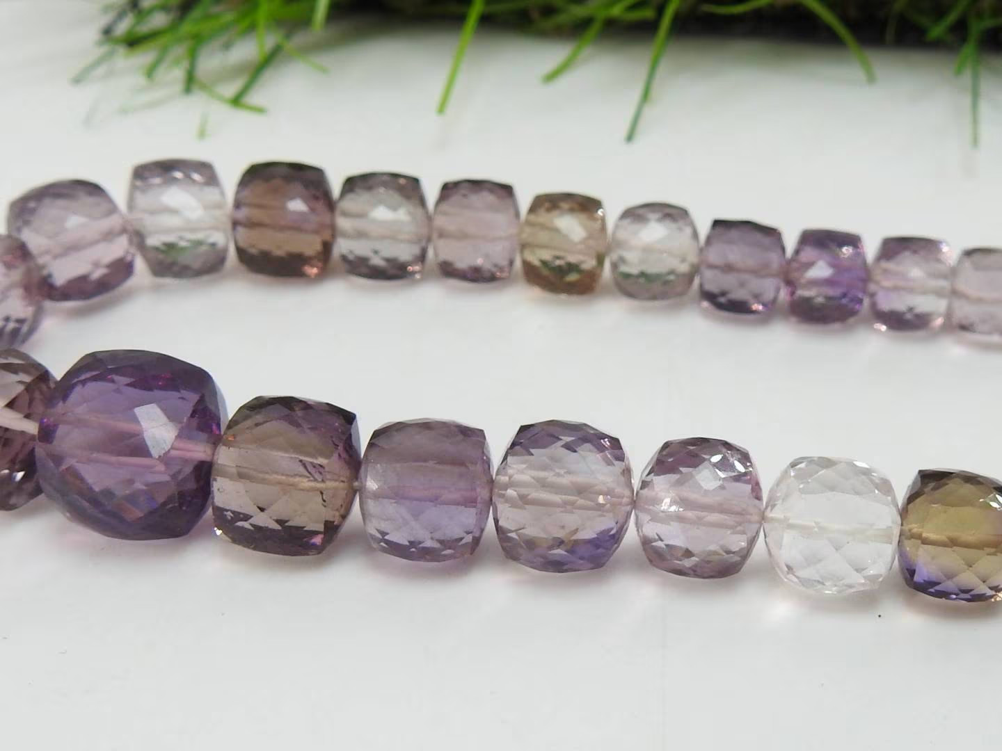 Natural Ametrine Faceted Cube Square Beads 8 Inch Strand 5×5-10x10mm Loose DIY