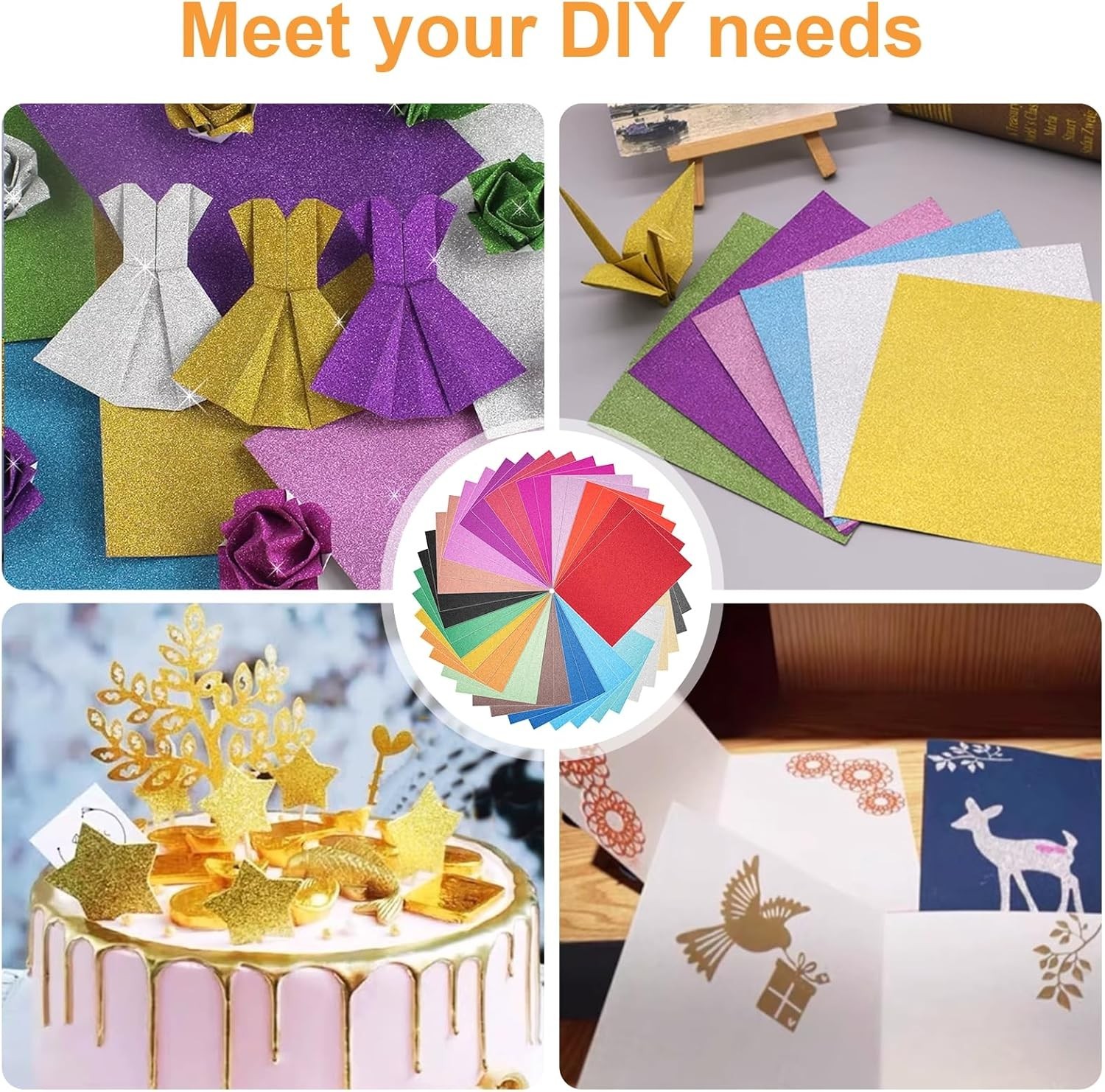 40 Sheets 20 Colors Glitter Cardstock Cricut Paper Cardstock No-Shed Sparkly
