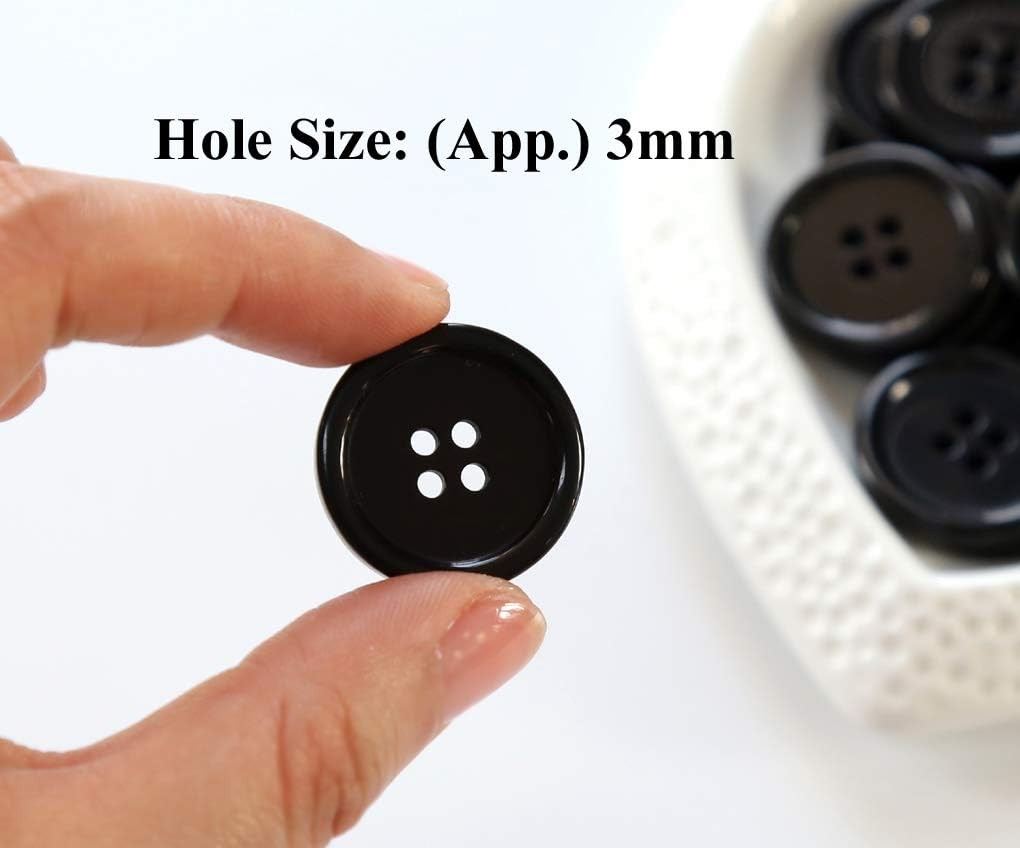 GANSSIA 1 Inch (25mm) White Buttons Flatback Resin 25 millimeters,