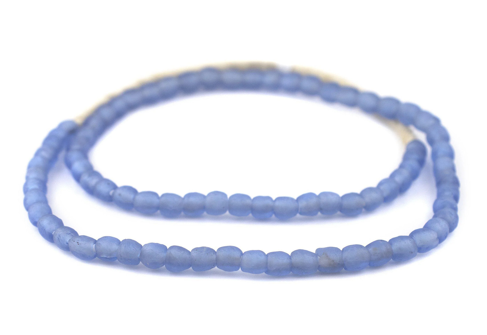 Blue Recycled Glass Beads 7mm Ghana African Sea Glass Round Large Hole Handmade