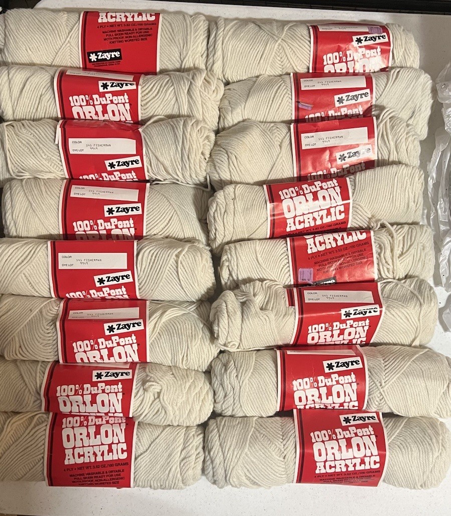 Zayre 100% DuPont Orlon Acrylic 4 Ply Net Wt. 3.52 oz. Yarn Lot-16 skeins