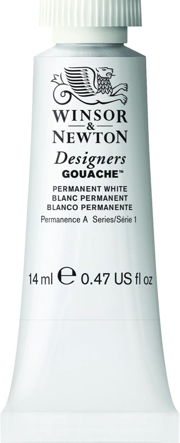 Winsor & Newton Designer’s Gouache, 0.47 Fl Oz (Pack of 1), Permanent White