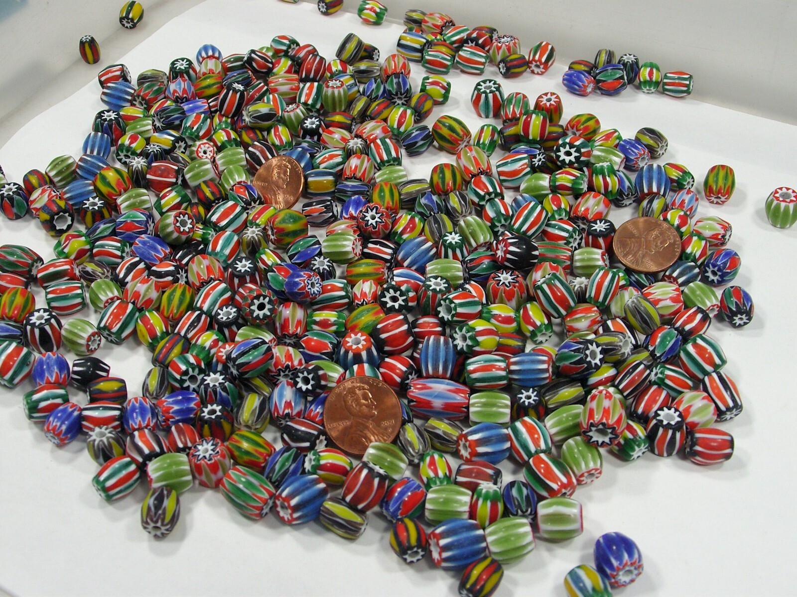 One Pound Assorted India Handmade Chevron Glass Beads Bulk Lot Sale (KPX-53)