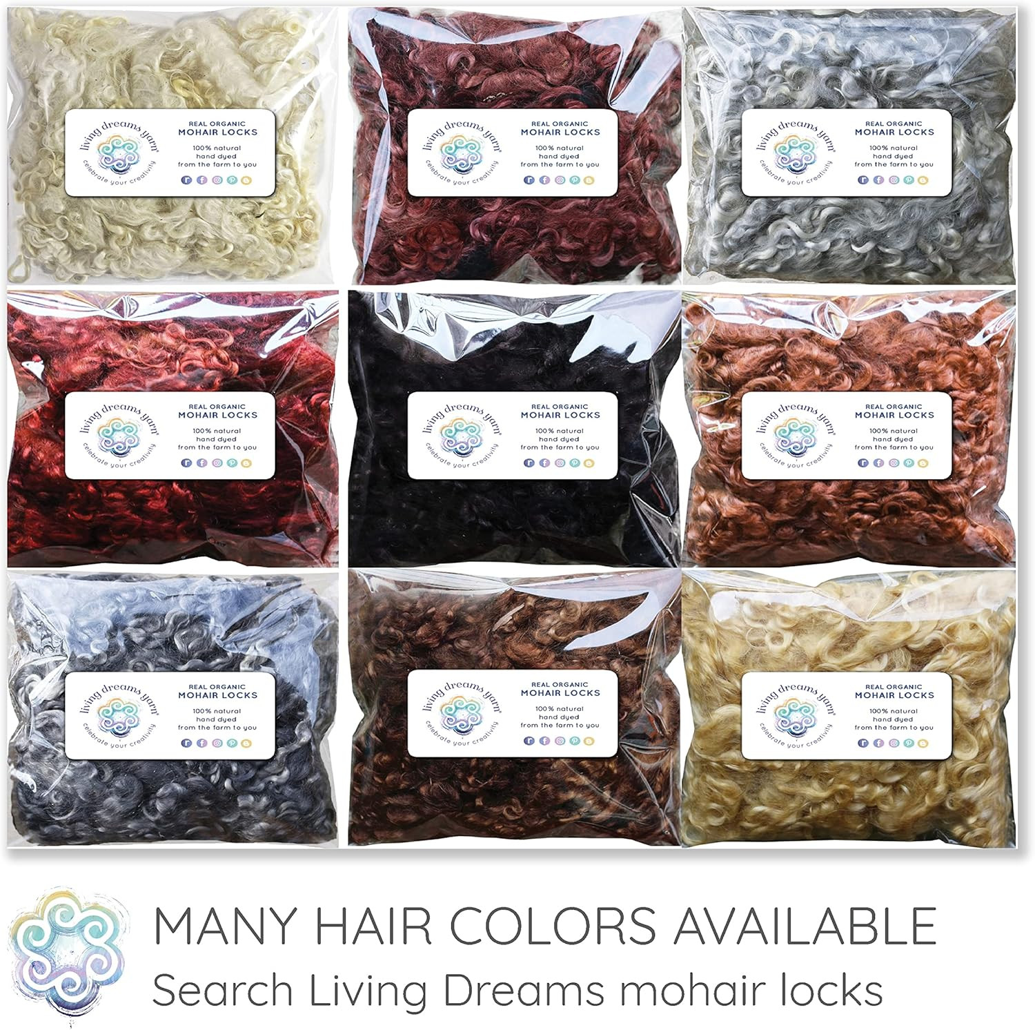 Real Mohair Locks. Organic Hand Dyed Wool Fiber for Doll Hair and Wigs, Felting,