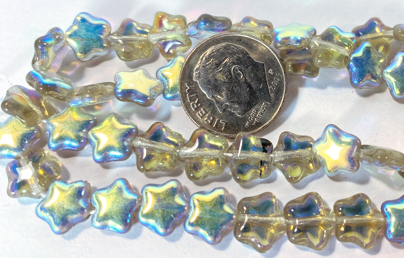 Bead, Czech Pressed Glass Aurora Borealis Smoke 8x8mm Star Beads 1 Strand(55)*