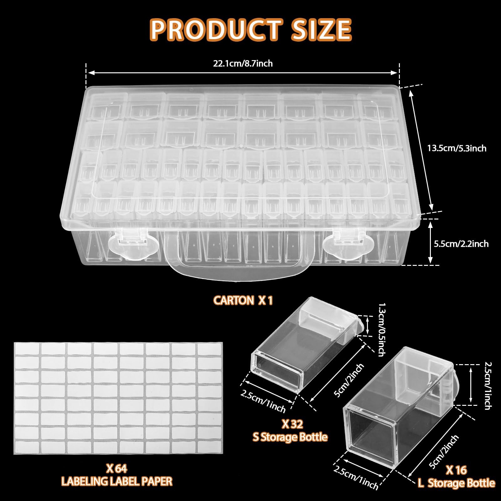 Storage Container, 48 Slots Portable Bead Organizer Box with Diamond Art Acce…