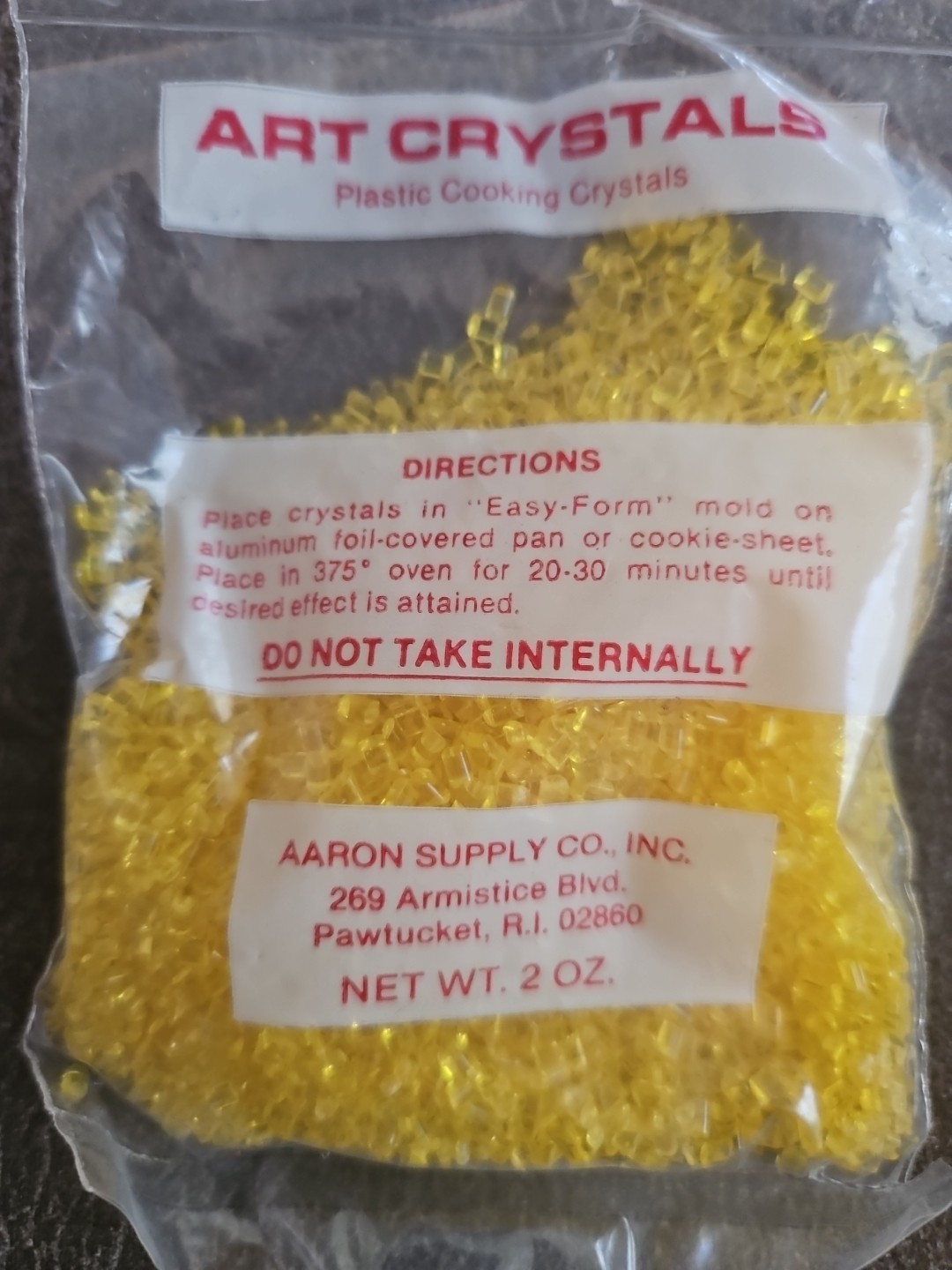 VINTAGE NEW! AARONS LARGE BAG MAKIT & BAKIT PLASTIC BAKING CRYSTALS 2 OZ YELLOW