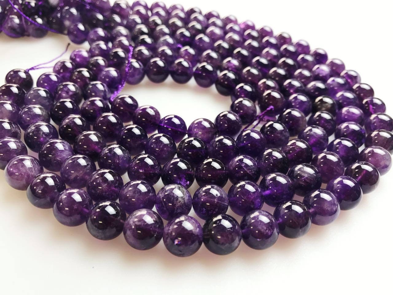 Natural Amethyst Smooth Round Beads Size 4mm 6mm 8mm 10mm 12mm 15.5″ Strand