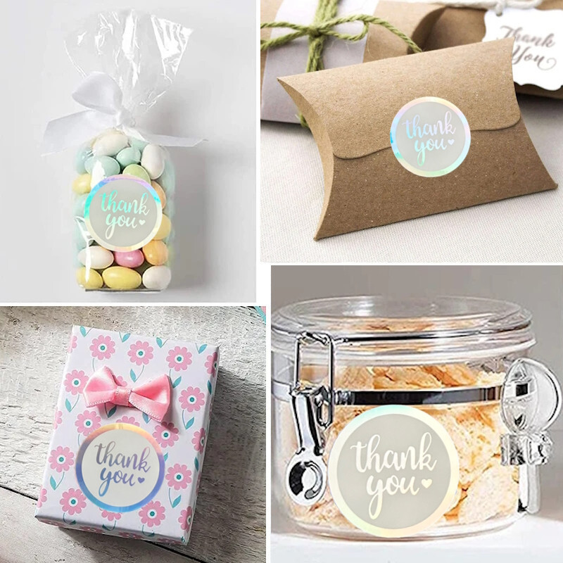 600 Pcs 1.5″ Thank You Stickers – Iridescent Effect Thank You Stickers Labels