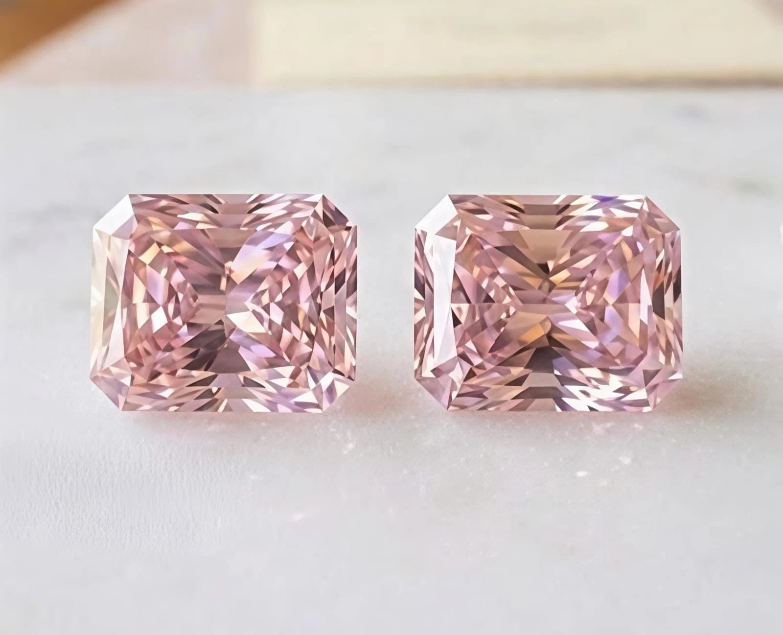 Lab Grown Diamond Radiant Cut 2 PCS 7×5 MM Light Pink Loose Gemstones 2 Carat