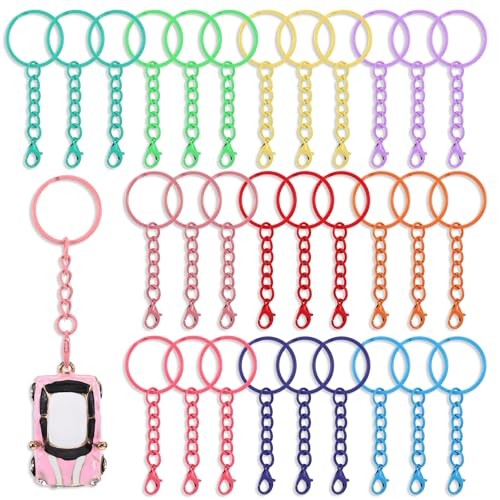 30 Pcs Keychain Rings for Crafts 10 Colors Bulk Metal Keychain Cute Keychains