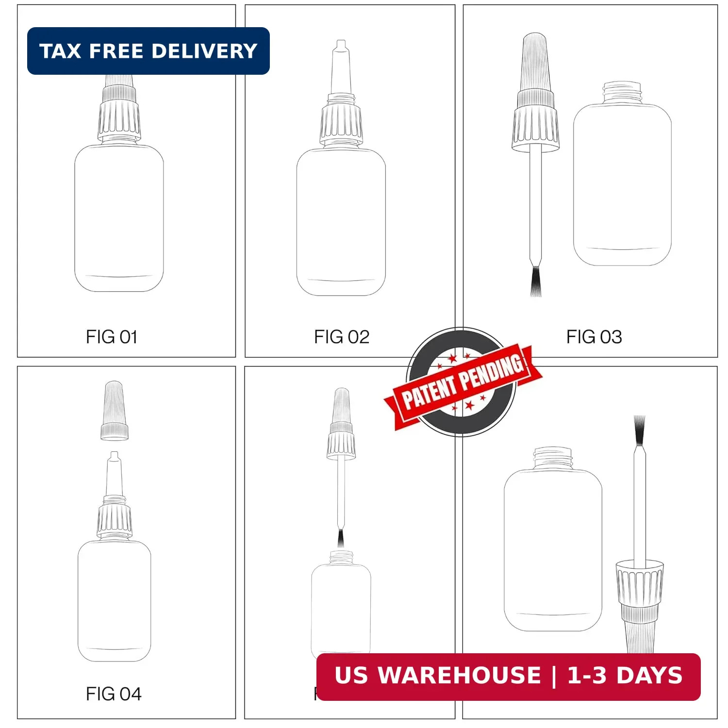 GH1200 (2-in-1) Super Glue with Brush Applicator & Nozzle, Mess Free Superglue B
