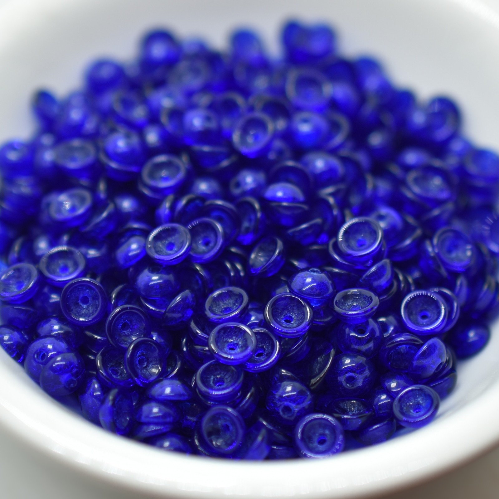 4x2mm Teacup 100 Beads – Transparent Cobalt – Czech Glass Beads