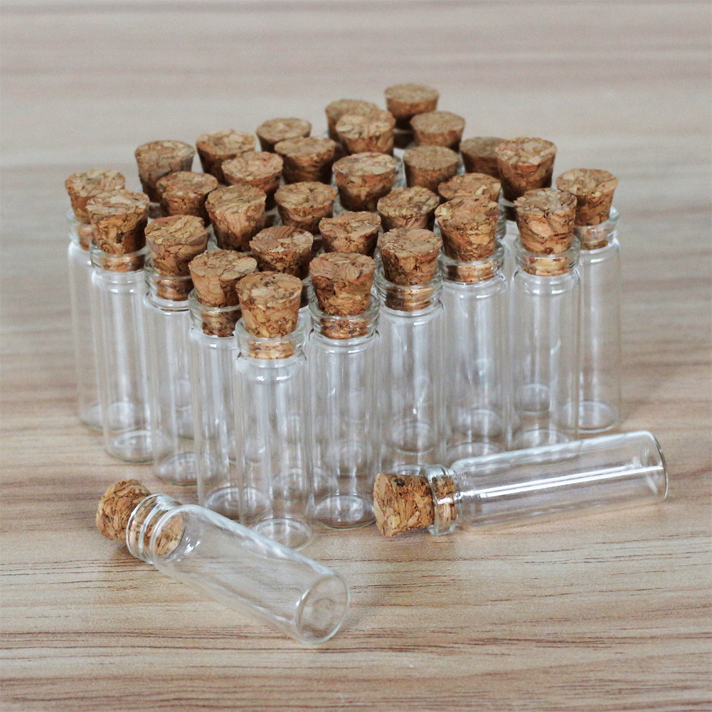 50/100/200Pcs 2ML Clear Glass Bottles with Corks Containers Jars Bottle Vials