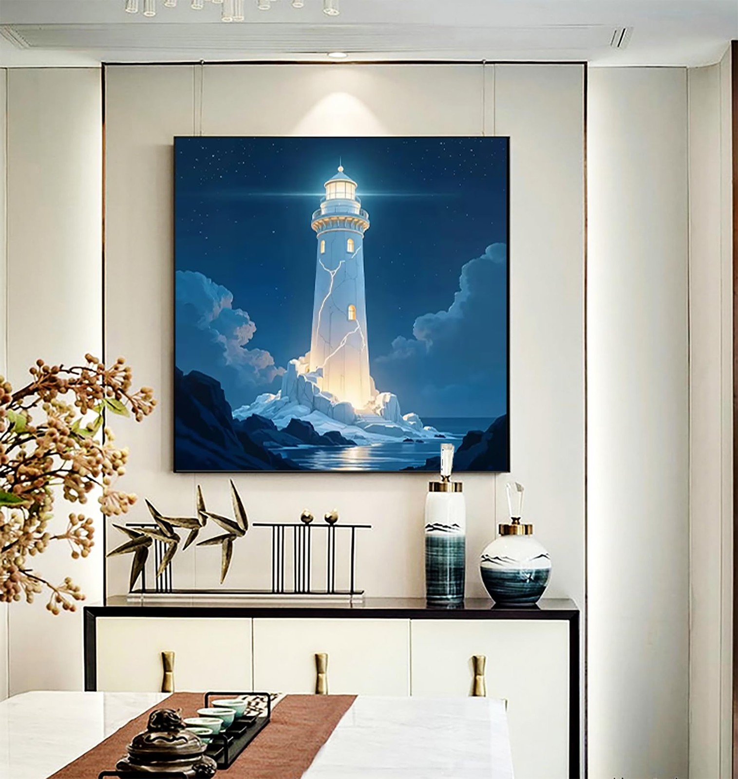 5D Lighthouse Sea Diamond Painting Kits for Adults Beginner,DIY Diamond Art Kits