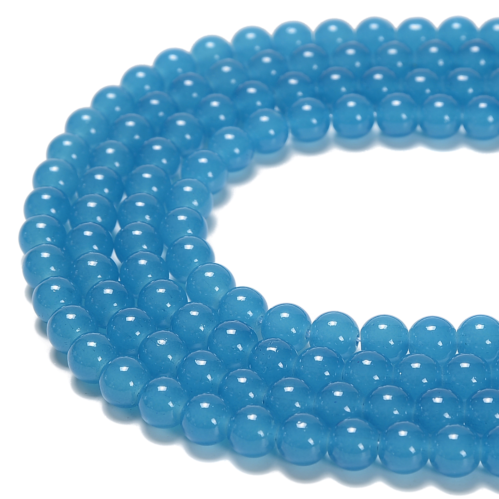 Jelly Blue Crystal Glass Smooth Round Beads Size 6mm 8mm 10mm 15.5″ Strand