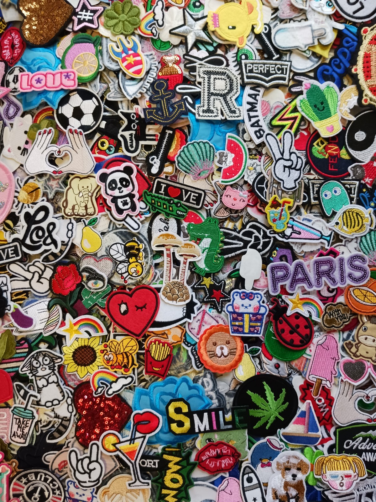 100 MIXED IRON on and SEW on patches. Huge patch lot ships USA free! Appliques