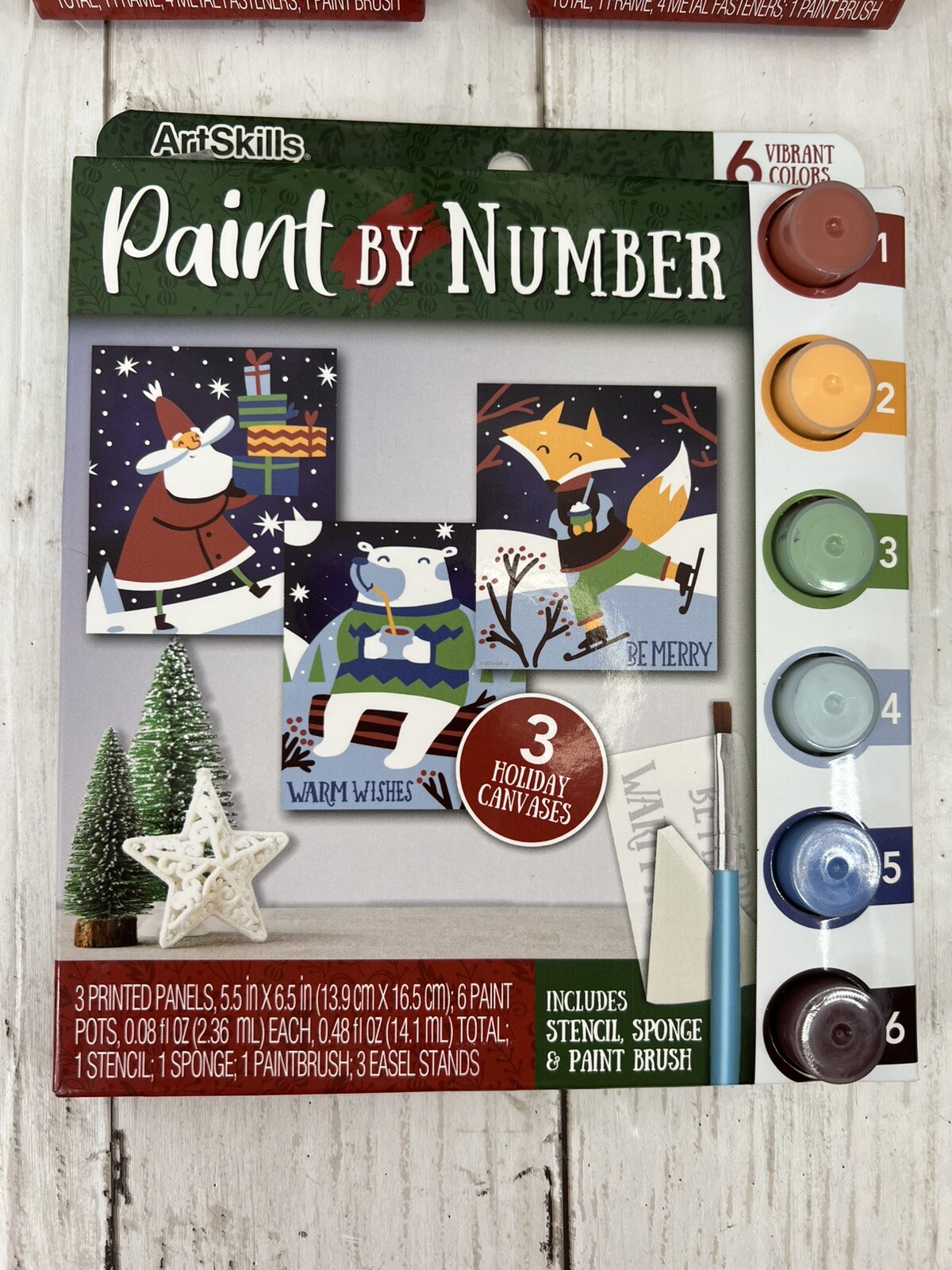 Art Skills Paint by Number Lot of 3 Christmas Kits Snowmen Cardinal New Unopened