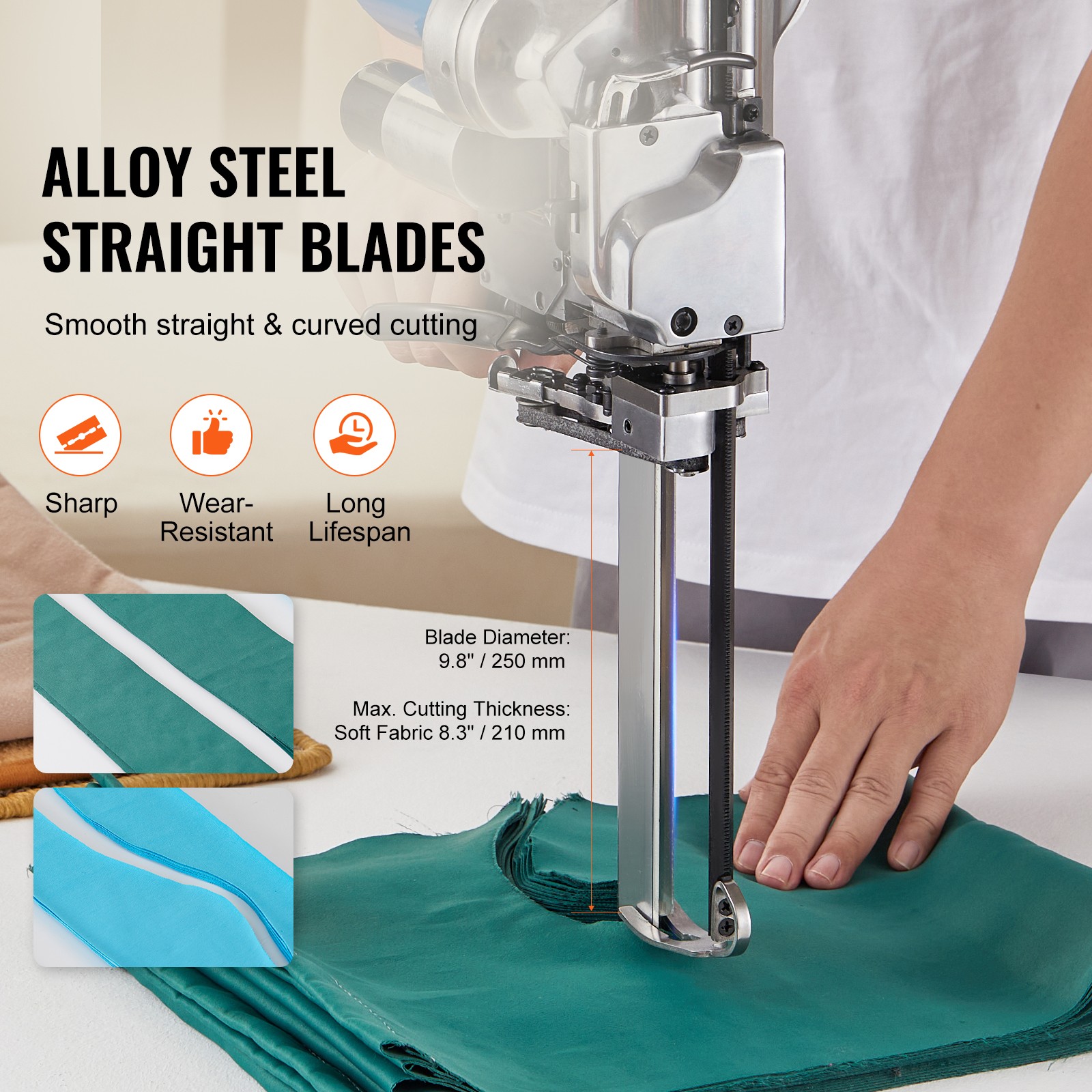 VEVOR Fabric Cutter 750W High-Speed Straight Knife Cloth Cutting Machine 9.8in