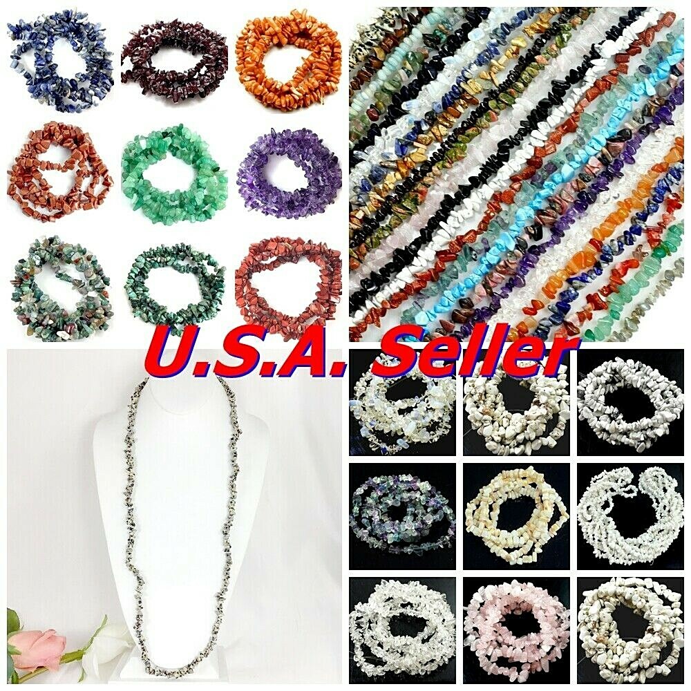 Natural Gemstone Chips Nugget Freeform Loose Bead 32″ Chip Pebble Jewelry