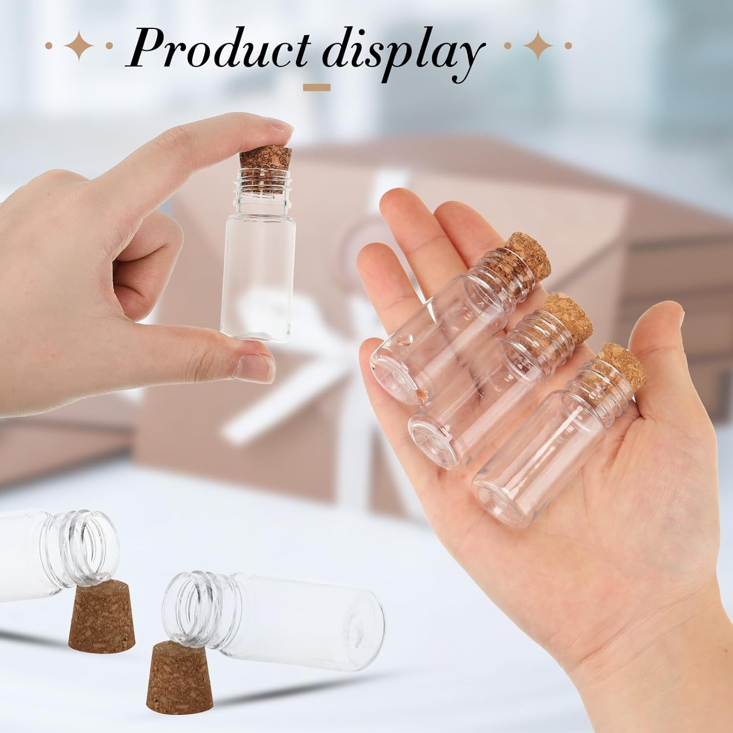 25PCS Mini Plastic Bottles with Corks Funnels for DIY Crafts Sand Art Vials
