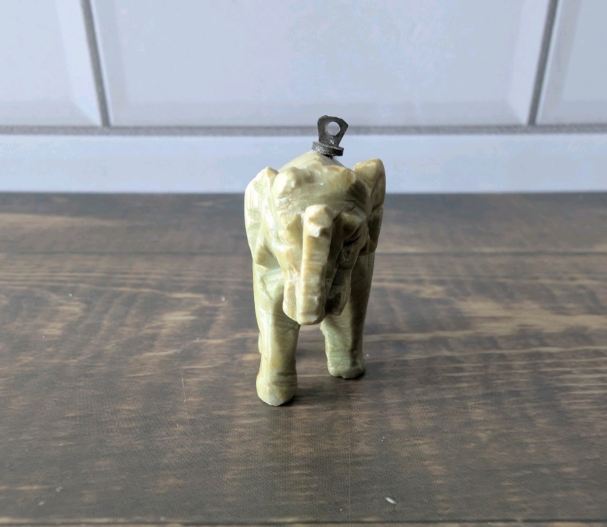 Vingtage hand Carved Elephant Charm Pendant w/ Hanging Loop 1″