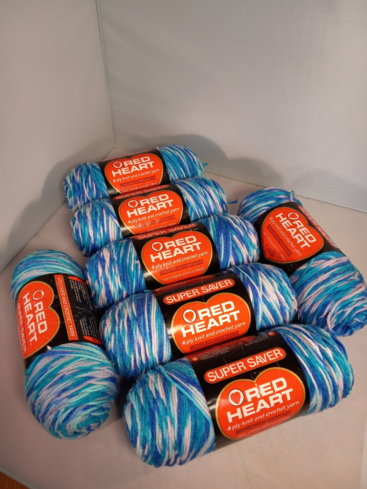 Red Heart Super Saver Yarn New Old Stock 7 Skeins, Leddie (306) RARE!