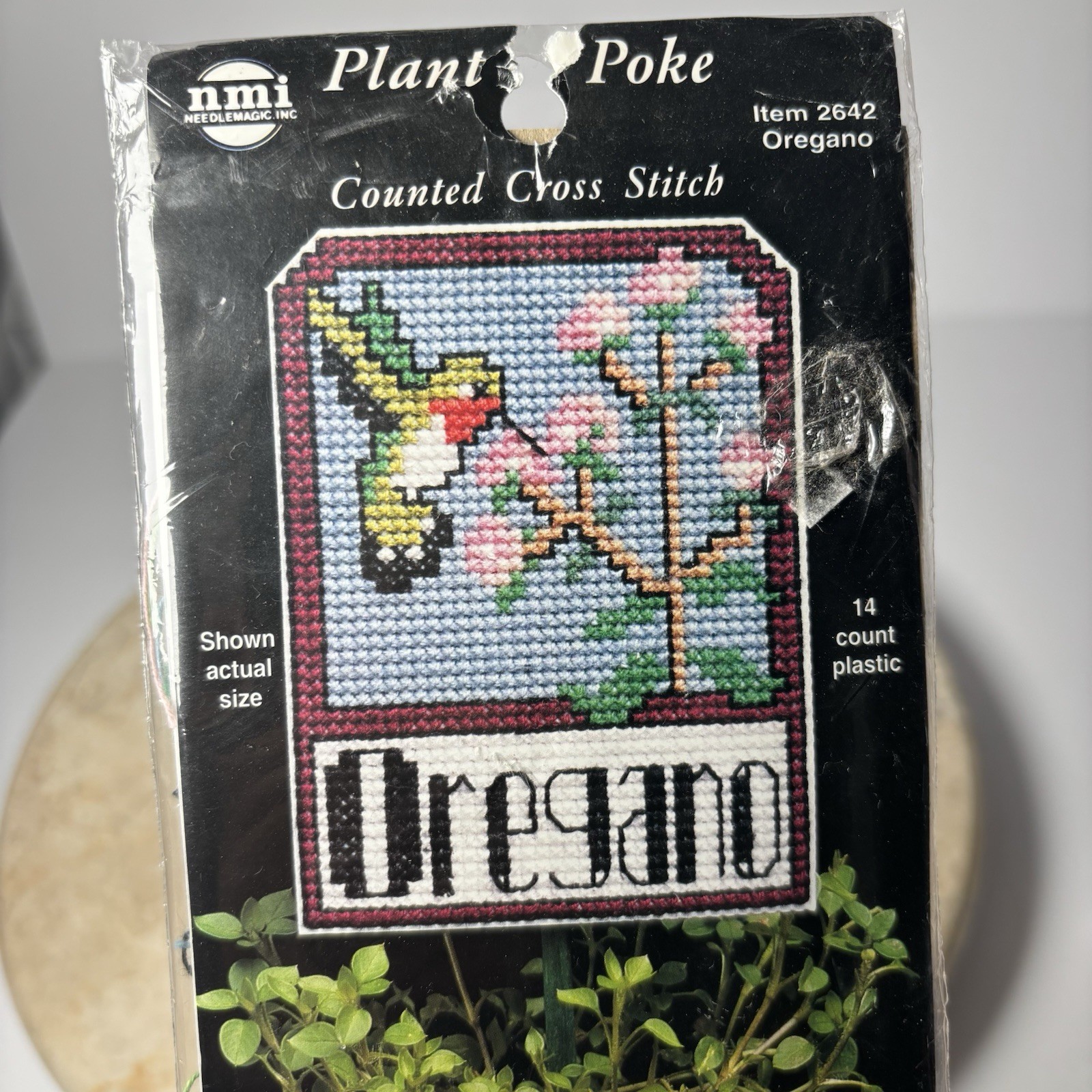 New NMI Needlemagic Oregano & Sage Plant Poke Cross Stitch Kit Herb Label Marker