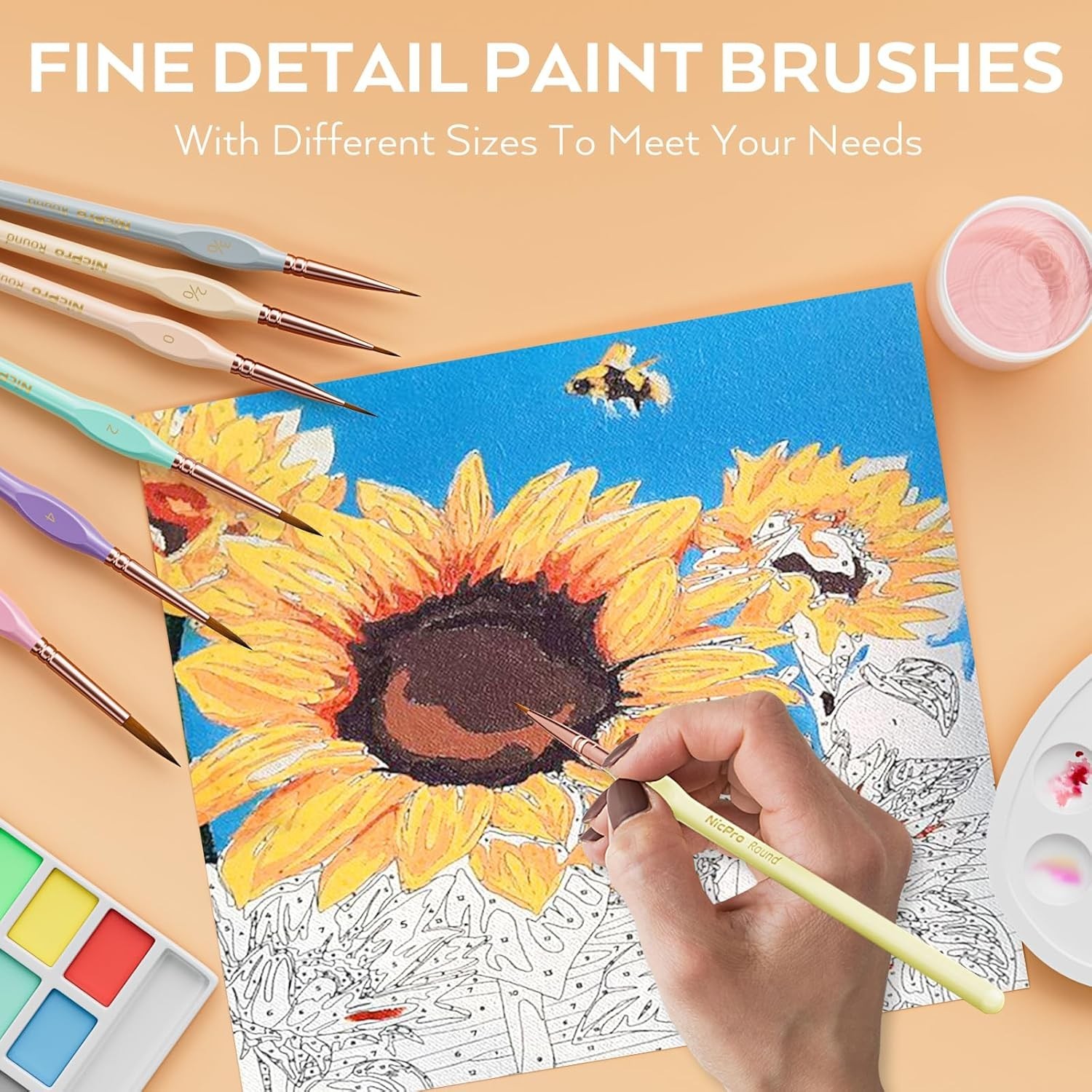 10PCS Micro Fine Detail Paint Brush Set, Aesthetic Pastel Small Miniature Fin…