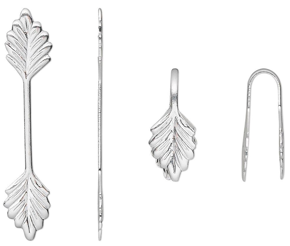Bail, Fold-over, 10 Silver Brass Glue on Pendant Leaf with 14mm Grip Length