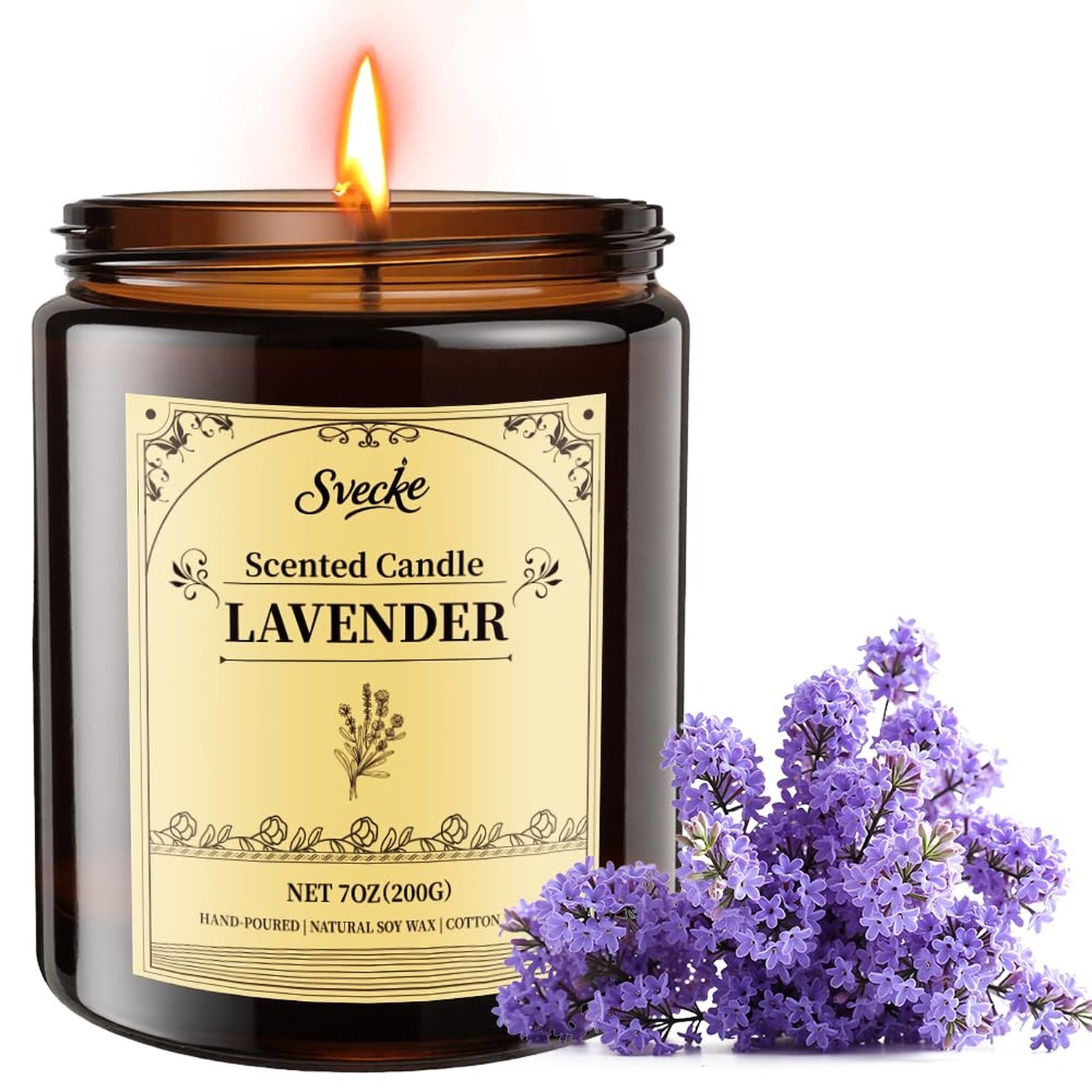 Lavender Scented Candles, 7oz Soy Wax Candle, Long Lasting Aromatherapy Jar C…