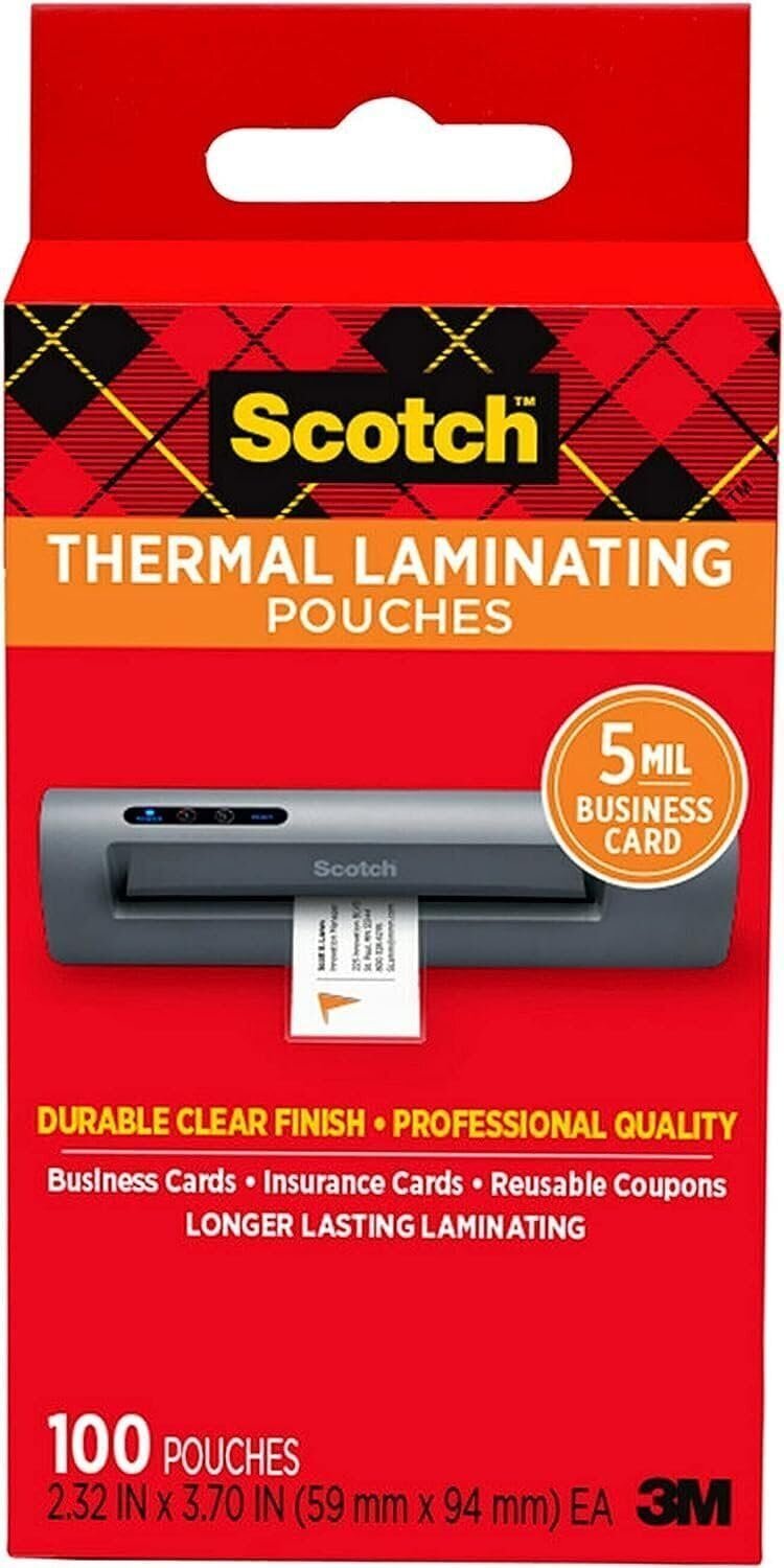 Scotch Thermal Laminating Pouches, Fits Business/ID Card Sized (2.32 in. ×…