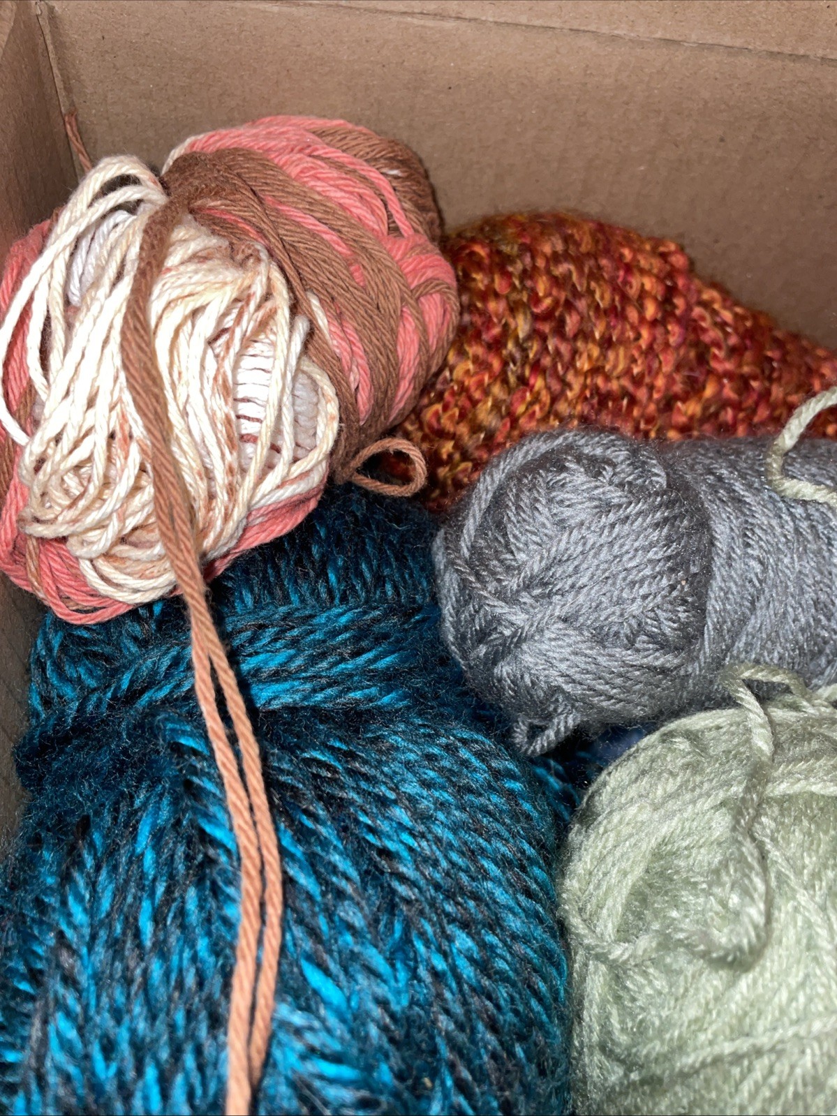 2 lbs Mixed Scrap Yarn Lot Assorted Colors, Sizes & Fiber Content