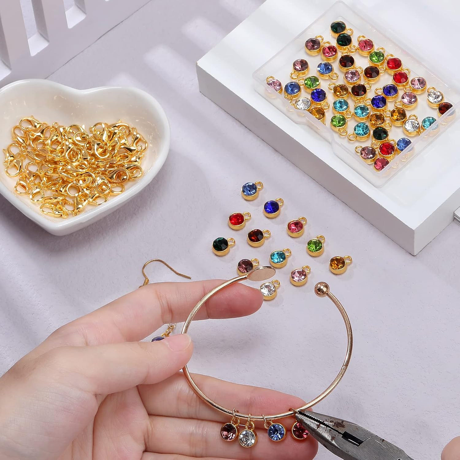120Pcs Birthstone Charms for Jewelry Making Handmade DIY Crystal Birthstone Bead