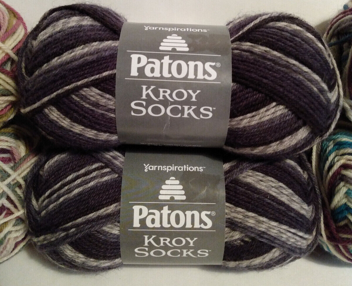 PATONS Kroy Sock Yarn Wool Striping LOT 6 Yarnspirations Super Fine 1 Wool/Nylon