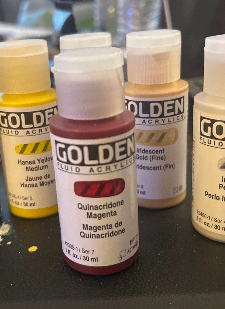 Brand New Lot of 8 Golden Fluid Acrylics-1 fl oz. / 30 ml & single Red 1/2 fl oz