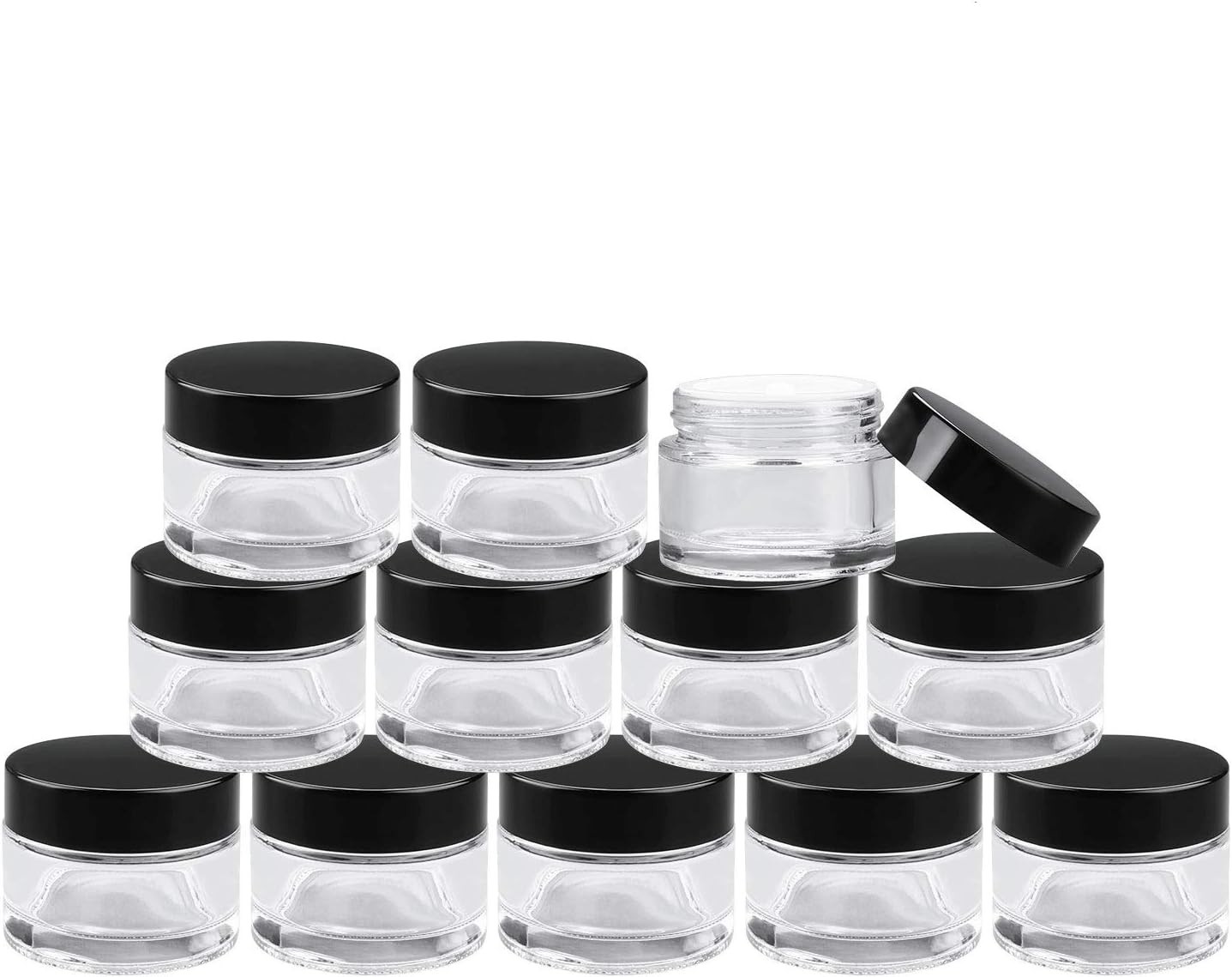 30 Pack of 2 oz Clear Round Glass Jars,with Inner Liners and 2oz/Clear/30pack