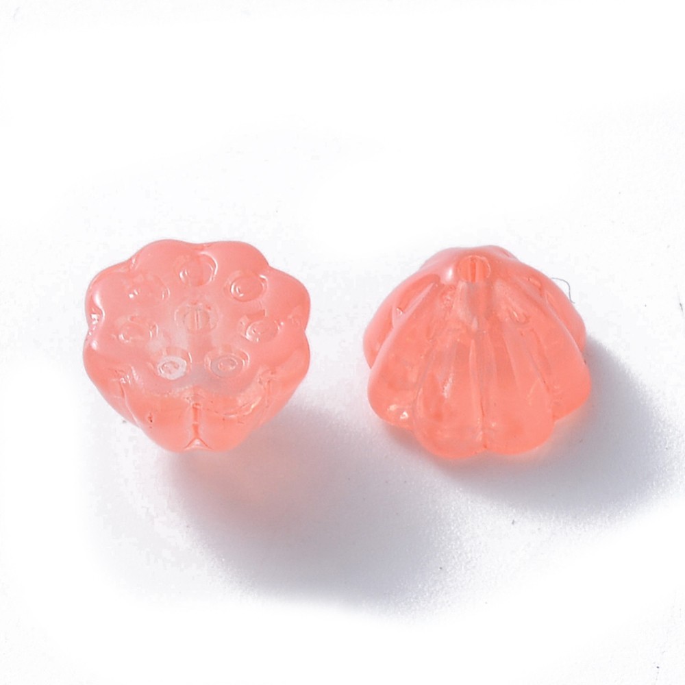 10 Glass Lotus Pod Beads Salmon Flower Bead Findings Set 11mm Jewelry Supplies