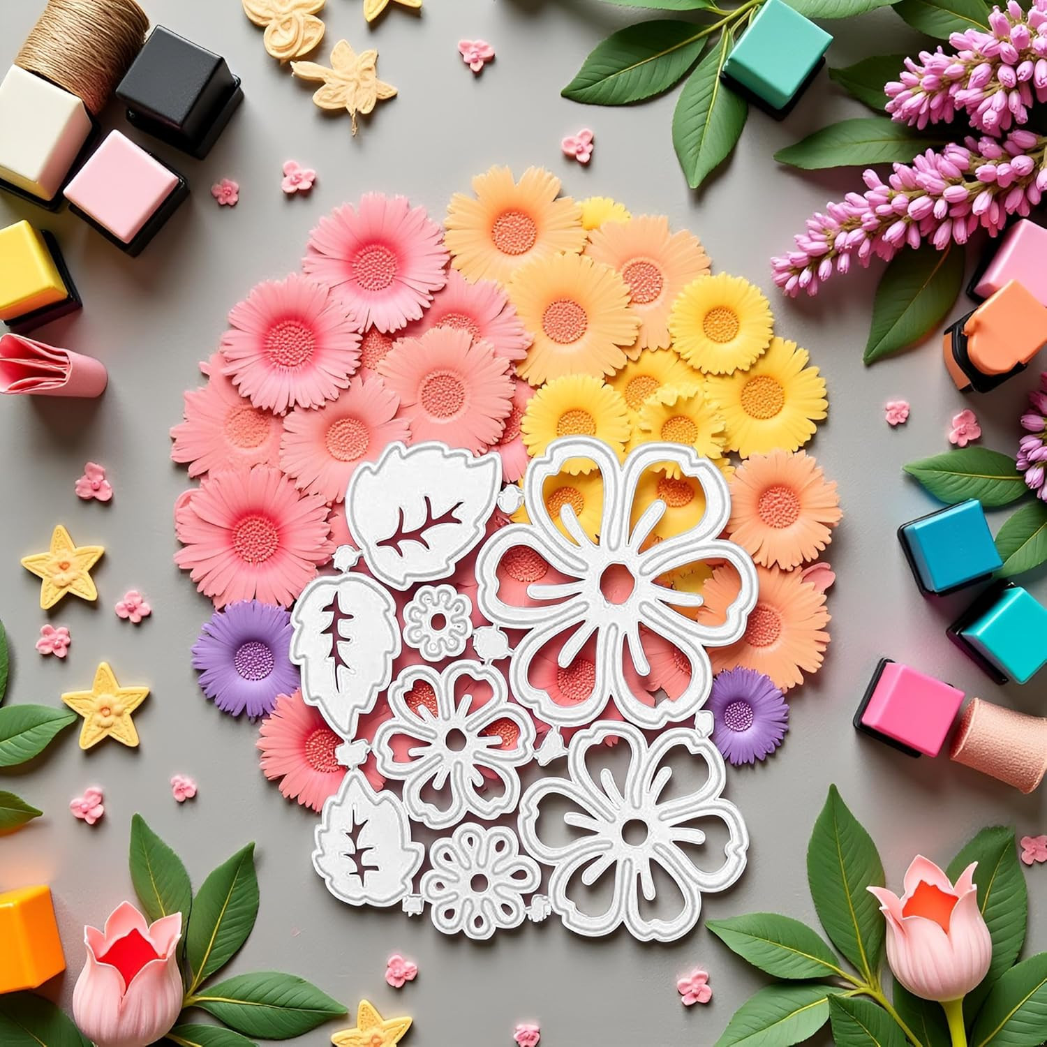 1Pc Silver 8 Flower Metal Cutting Dies 3D Flower Die Cuts Stencil Carbon Steel D