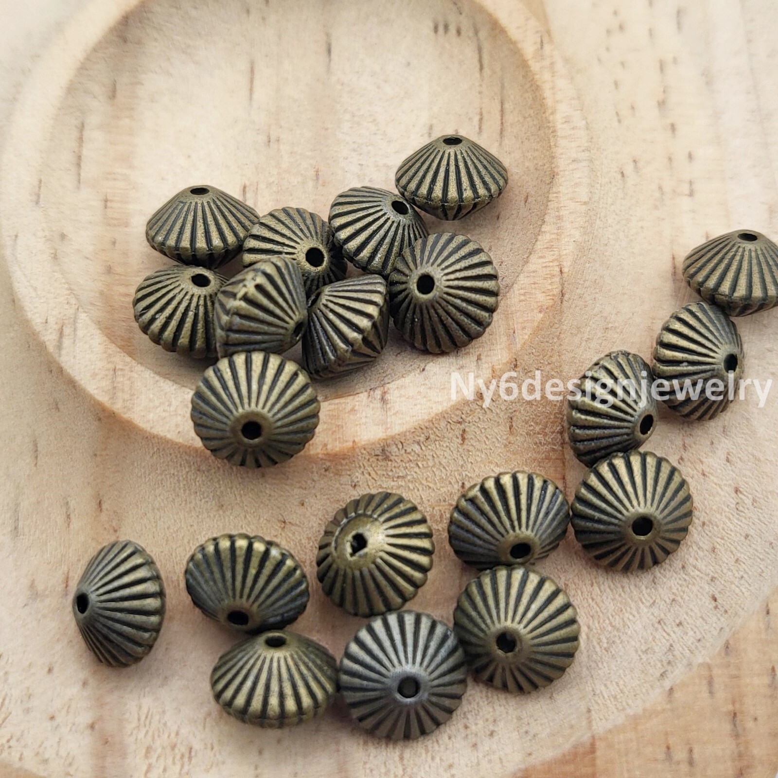 Bicone Spacer Beads 20pcs Copper Antique Brass Silver Gold Jewelry Finding 7mm