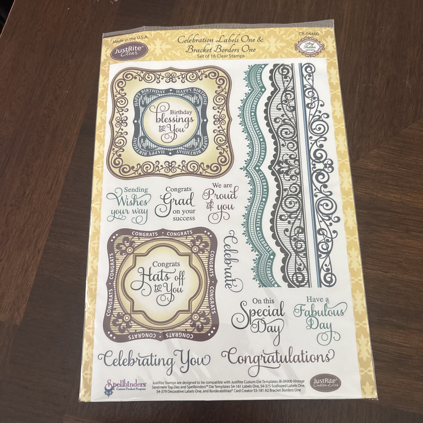 Spellbinders Just Rite Clear Stamps, Celebration Labels One & Bracket Borders