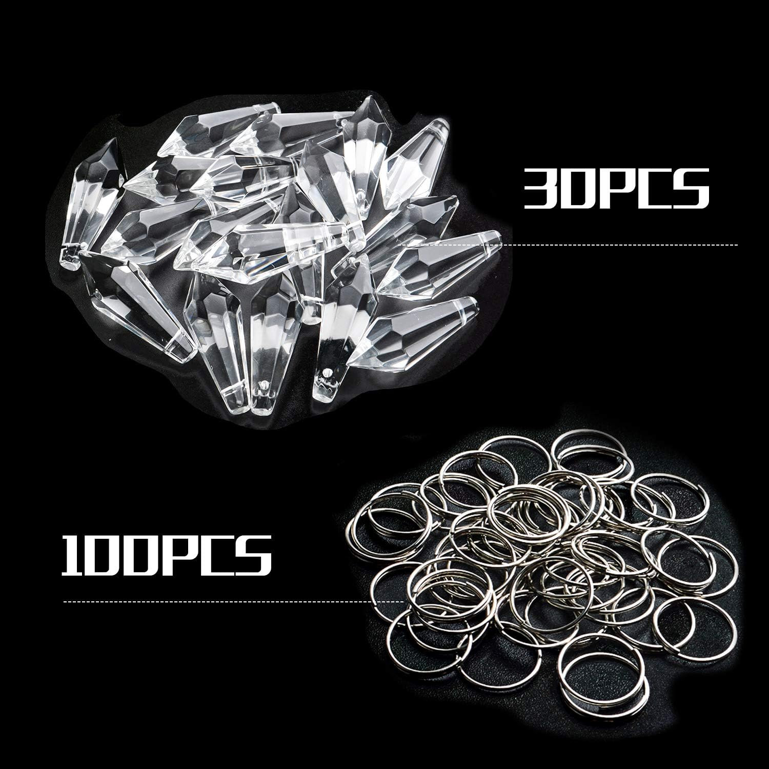 Crystal Glass Beads Drops, 30Pcs 38mm Chandelier Crystal Pendants Drops Clear Gl