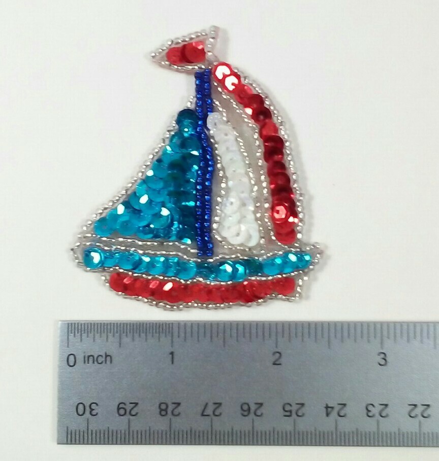 Karla Jordan Kollections SAILBOAT Sequin Applique removable adhesive VTG 1990s