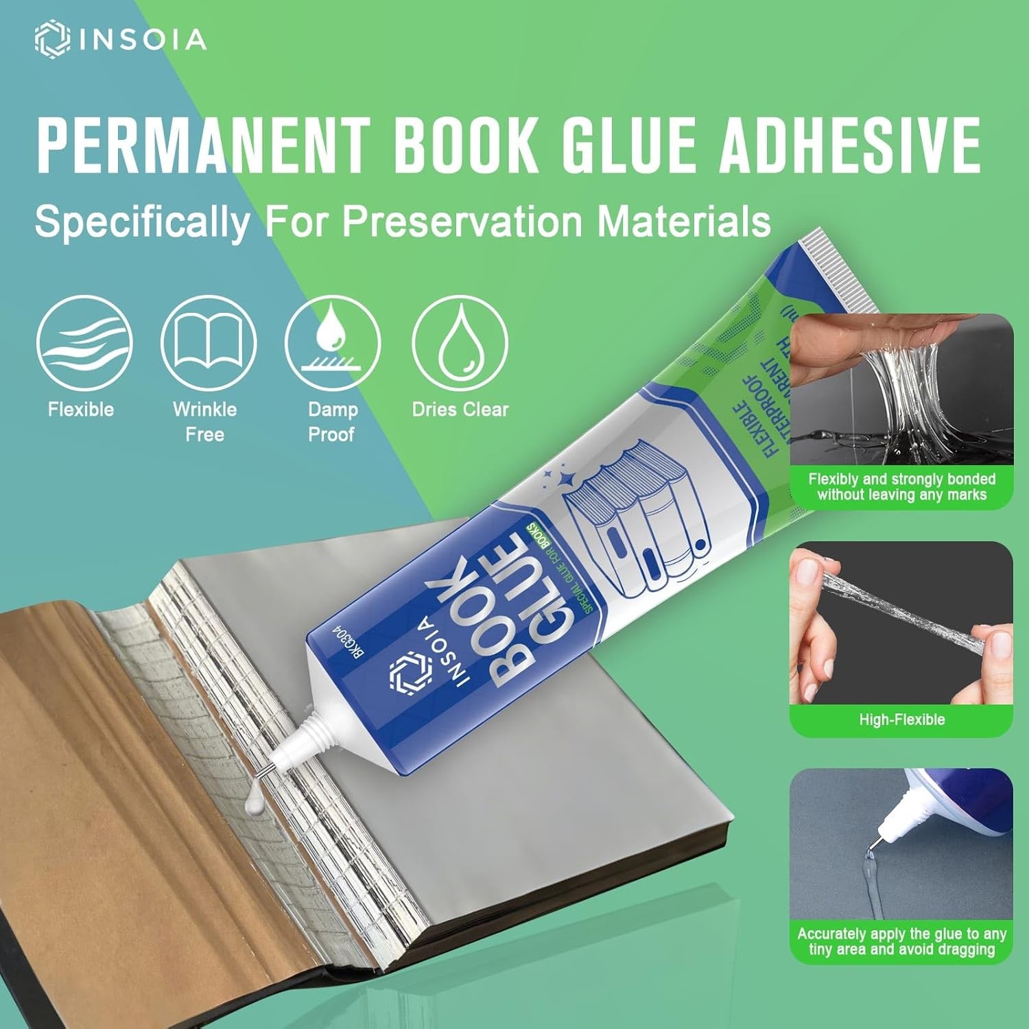 Book Glue, 15ML X 2 Book Adhesive, Clear Book Binding Adhesive, Flexible Paper G