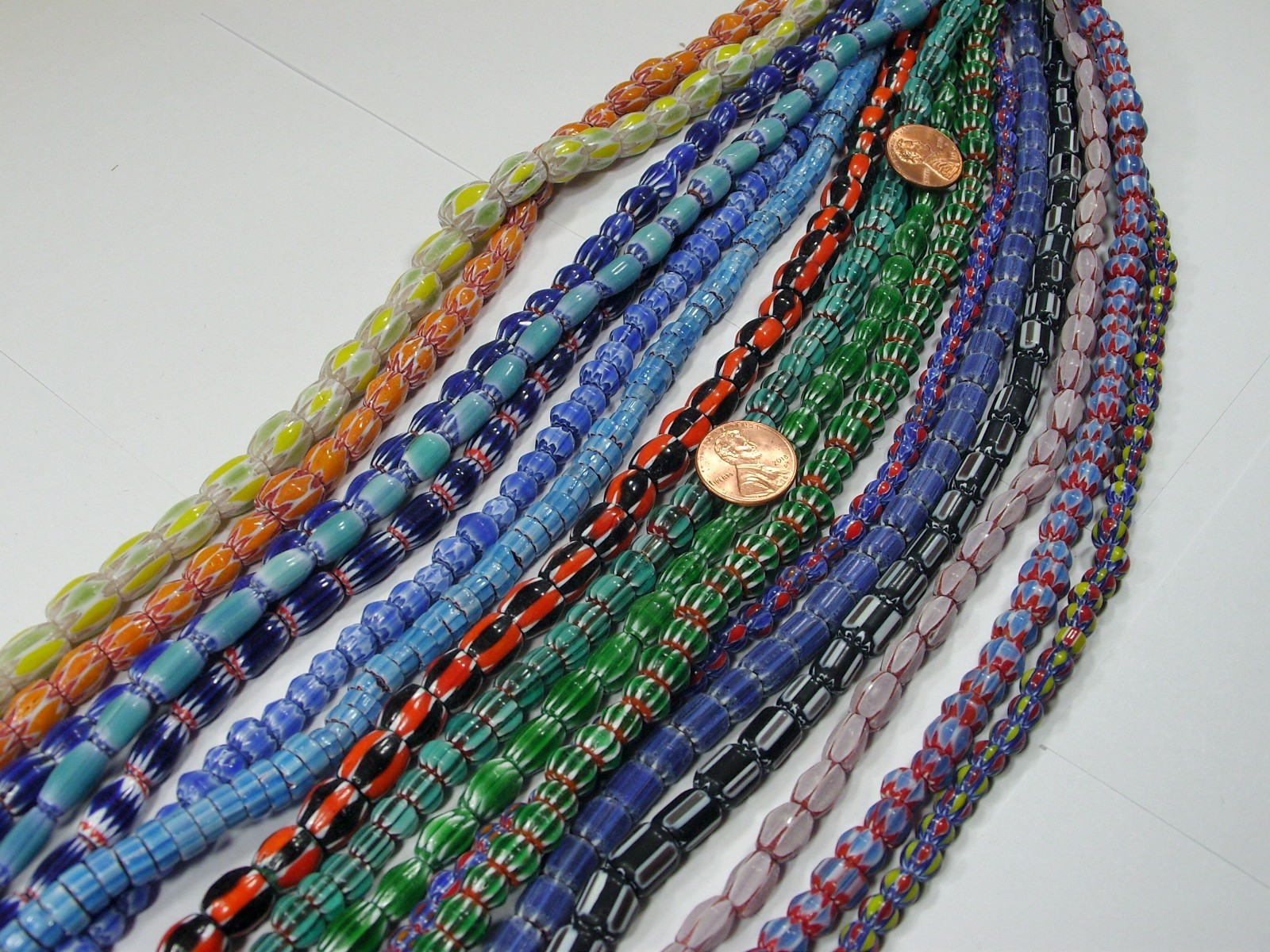 15 Strands 15″ Assorted India Handmade Chevron Glass Beads Bulk Lot (QZP-2)