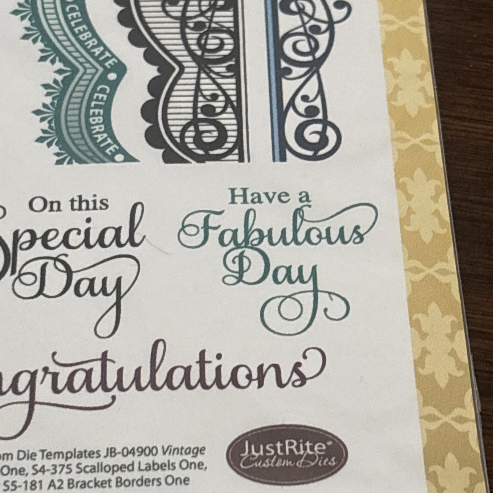 Spellbinders Just Rite Clear Stamps, Celebration Labels One & Bracket Borders