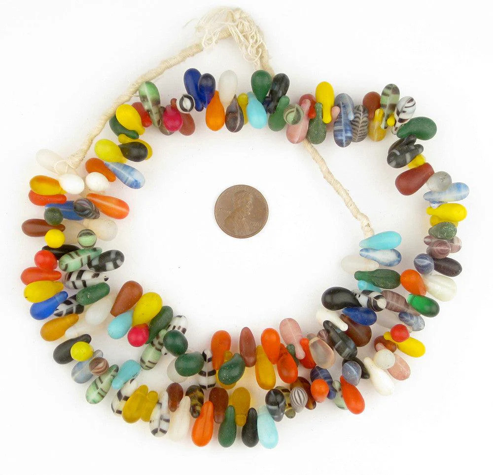 Extra Small Mali Wedding Beads Long Strand 16mm African Multicolor Glass