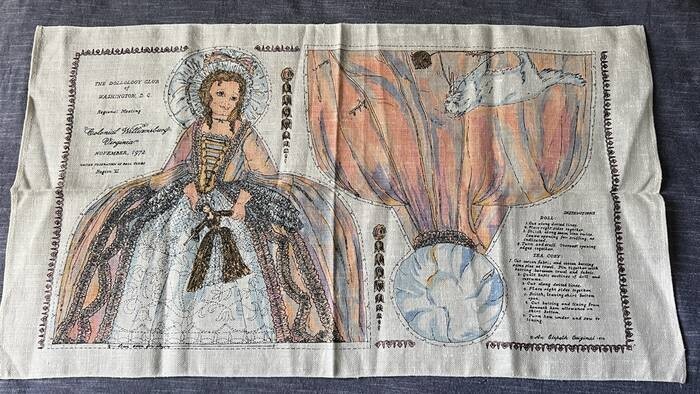 Dollology Club Region VI 1972 Meeting Fabric Panel Soft DOLL or TEA COZY Sew It