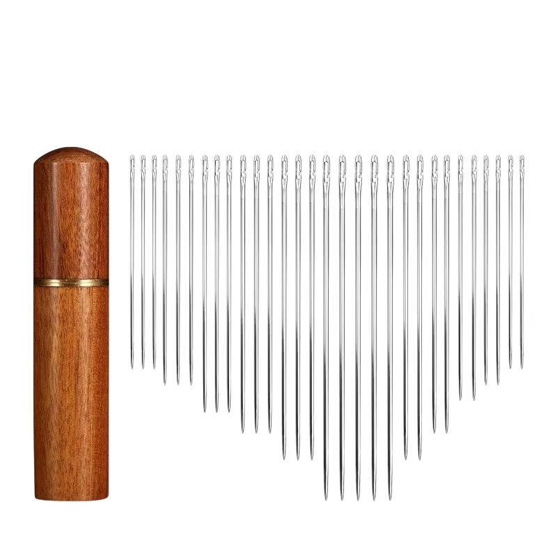30PCS Stainless Steel Self-threading Needles Opening Sewing Darning Needles